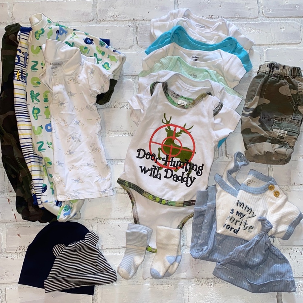 Babyboy 0/3m spring & summer footie onesie bundle!!